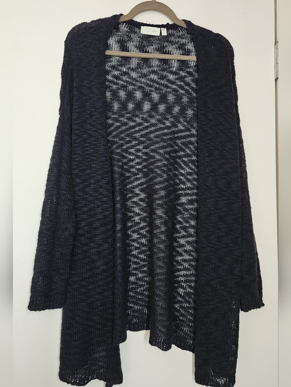 RD Style Super Soft Sheer Long Open Front Knit Cardigan, Navy, XL, Sizes 14-18